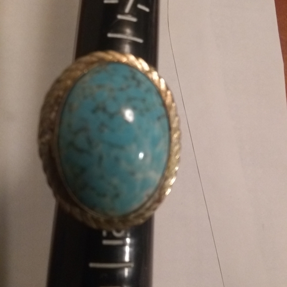 Vintage Large Mexico silver turquoise ring - Picture 5 of 8